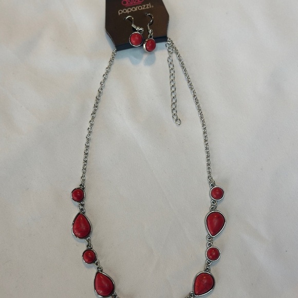 Red and Silver Women's Necklace - Picture 5 of 7